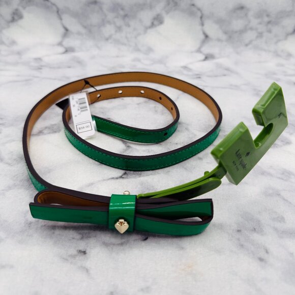 Kate Spade Patent Leather Bow Belt Forest Glen Green,Size M,38in Waist Belt-NEW main image 7